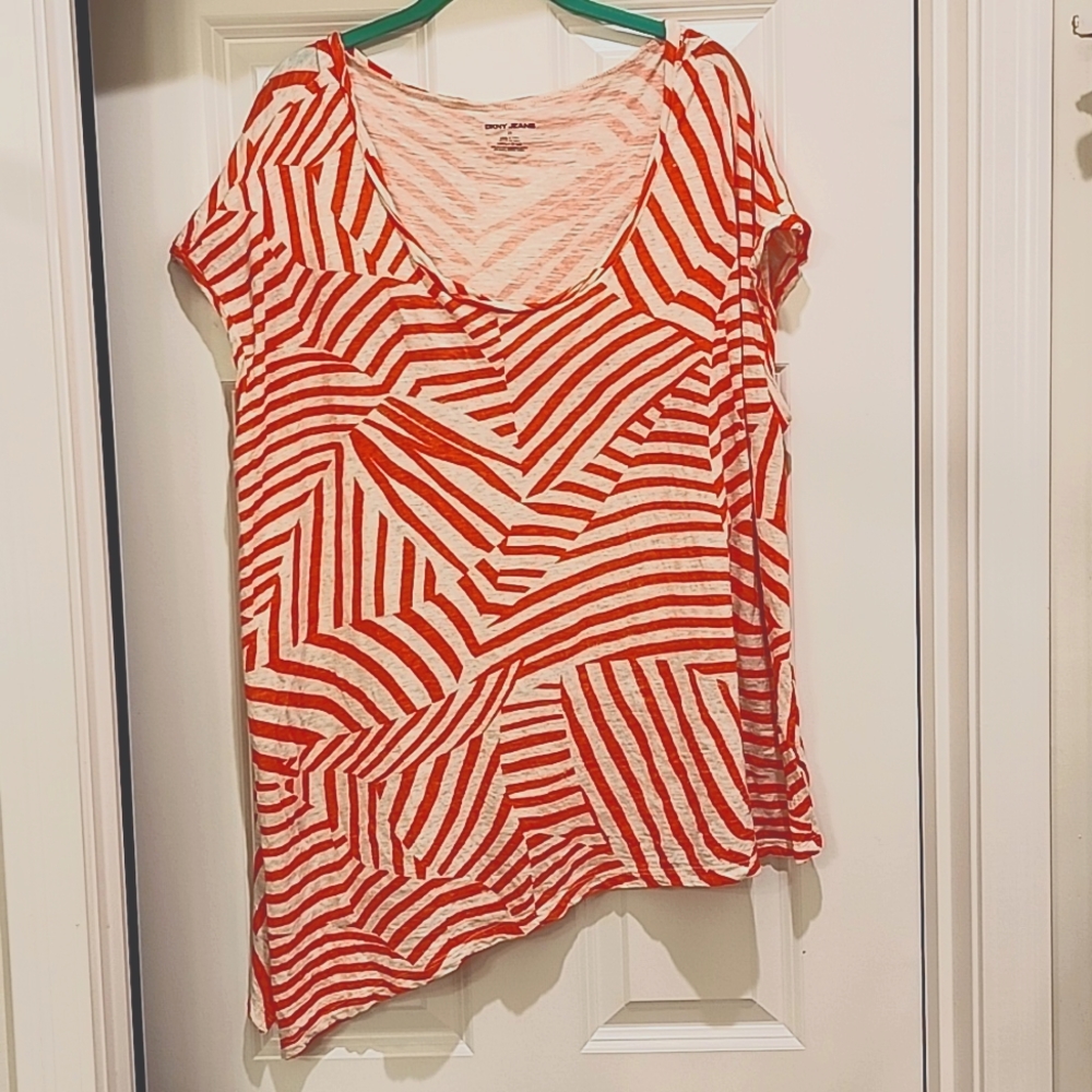 DKNY jeans orange tee with assymetric hem